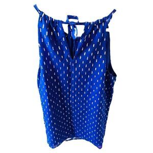 LILLY PULITZER Skylar Top Blue Spectrum Tybee Metallic Clip Dot Tank Top Size Sm